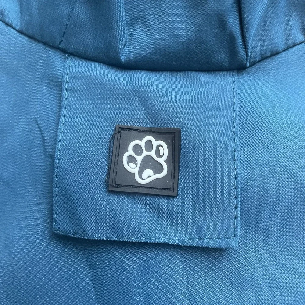 Blue Hooded Dog Raincoat with Reflective‎ Stripes for Small Dogs